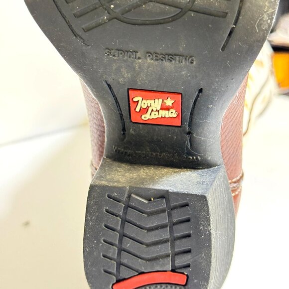 Tony Lama Mustang Buckaroo Wmns 7B Leather Cowgirl Boots RR2007L Square Toe - Picture 8 of 14